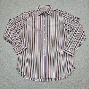 Etro Milano Mens Size 42 Multi Stripe Long Sleeve Button-Down Dress Shirt Italy